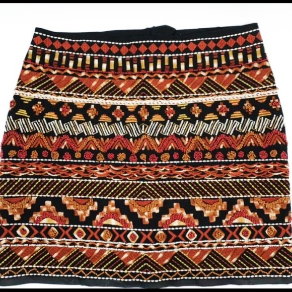 H&M Women Size 4 Black/Multicolor Mini Skirt With Embroidery and Beading. - Picture 2 of 7